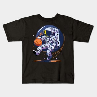 Space Traveller on Distant Planet with Basketball Kids T-Shirt